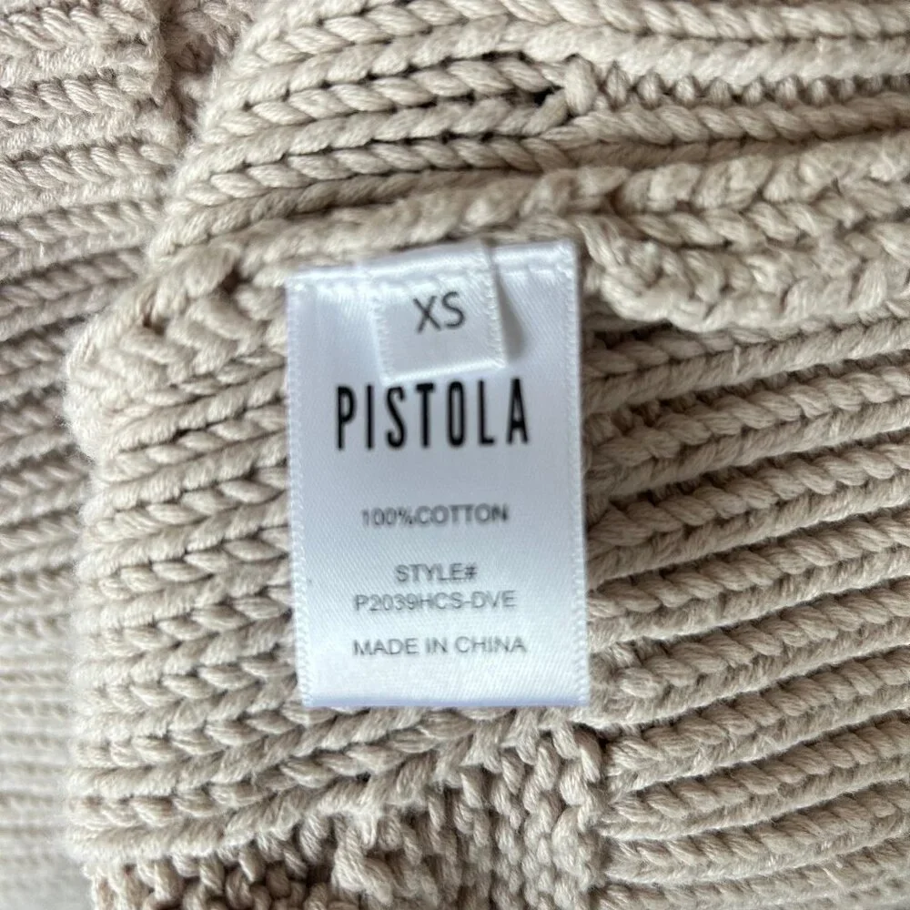 Pistola Cable Knit Cardigan Women XS Beige Chunky Knit Cotton - Picture 7 of 9